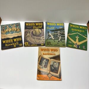 Set of 5 Vintage Who's Who Baseball Magazines editions 16-20, 1948-1952